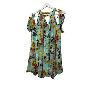 NWT Umgee Size S Floral Cold Shoulder Cotton/Poly Top